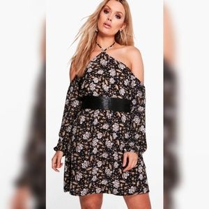 Open Shoulder Floral Shift Dress